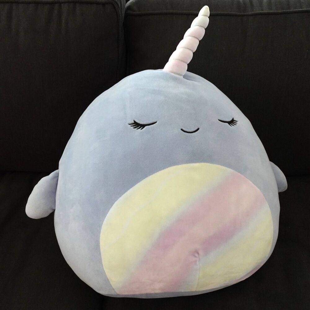 Squishmallow 2021 XL 16 Inch Naomi The Narwhal Whale Unicorn Exclusive Kellytoy